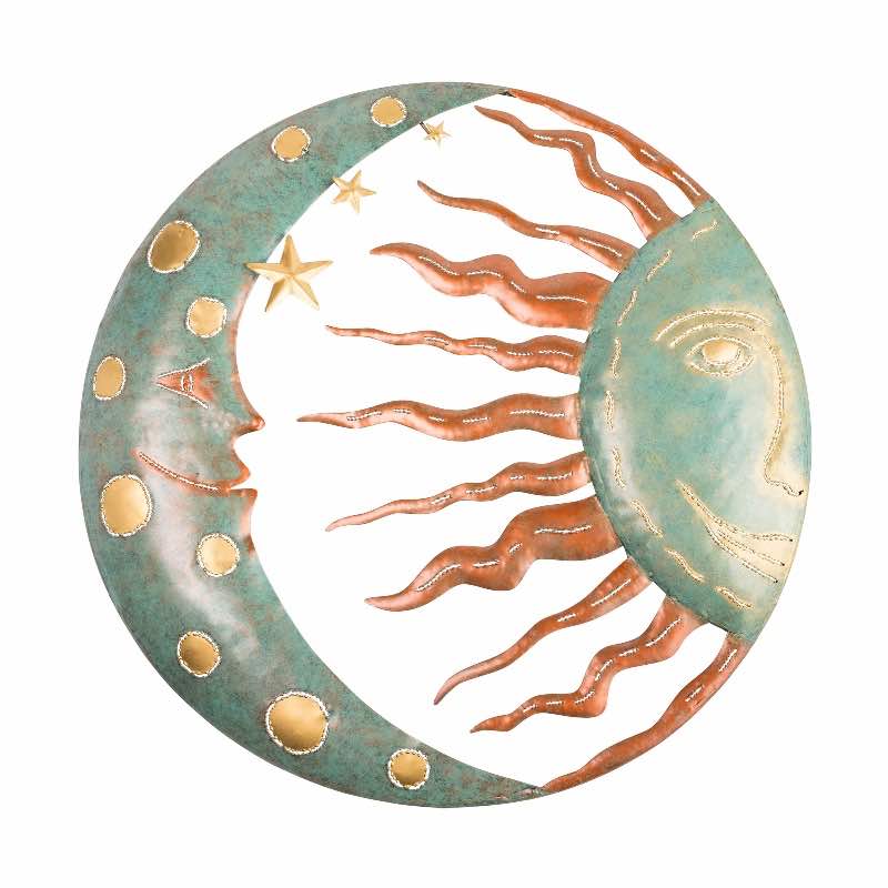 Celestial Sun and Moon Metal Wall Art