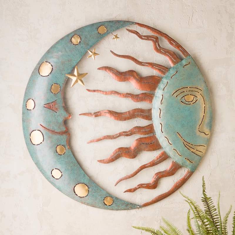 Celestial Sun and Moon Metal Wall Art