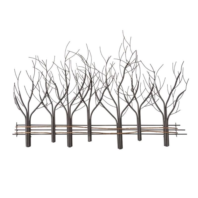 Metal and Natural Vine Seven Winter Trees Wall Art