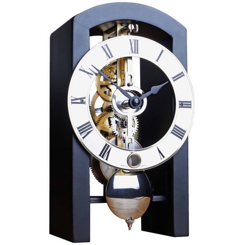 Hermle Black Wood-Framed Tabletop Skeleton Clock