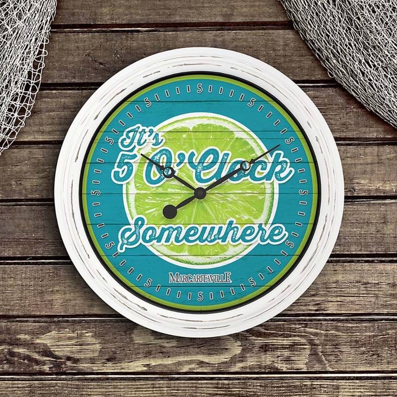 Margaritaville-5 O'Clock Somewhere Indoor/Outdoor Analog Wall Clock