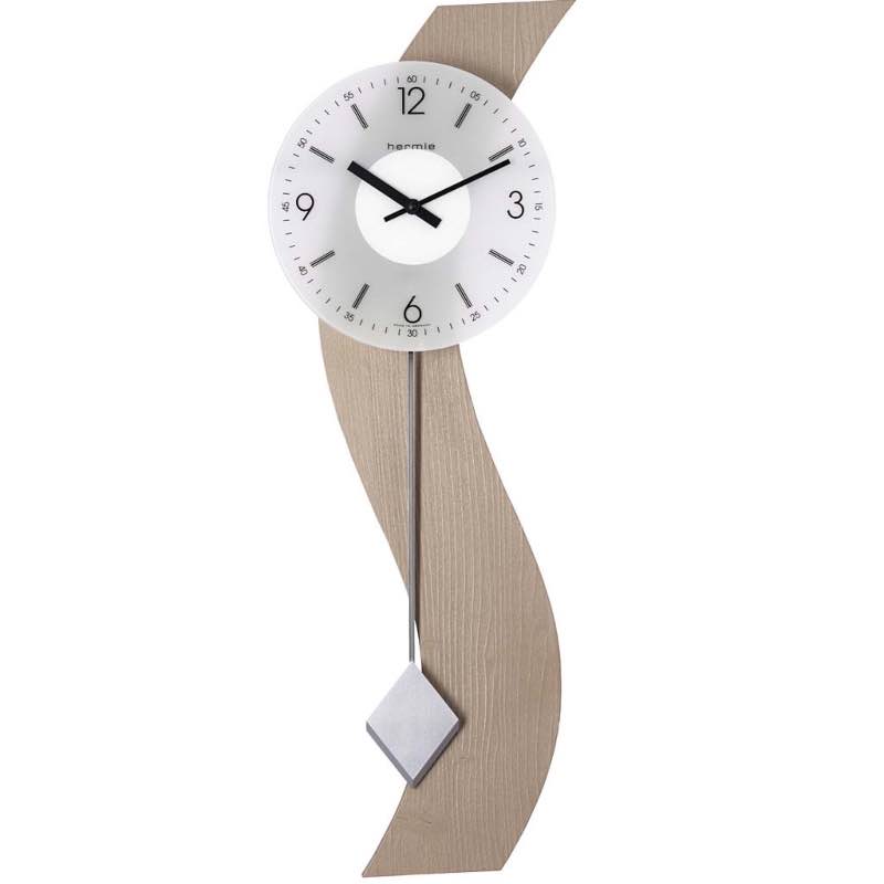 Hermle Maren Modern Design Glass, Steel and Wood Wall Clock