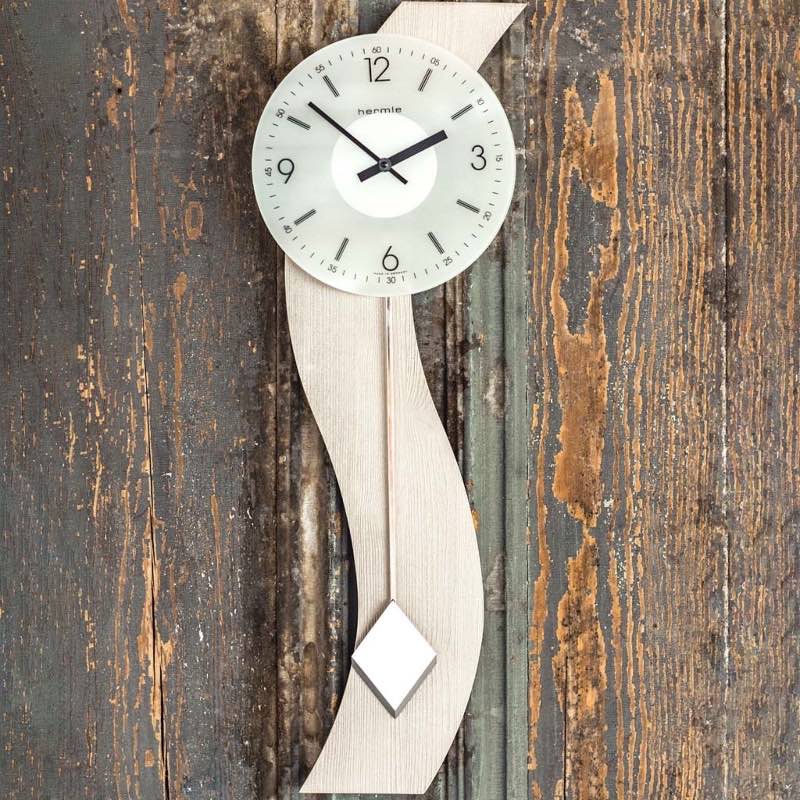 Hermle Maren Modern Design Glass, Steel and Wood Wall Clock