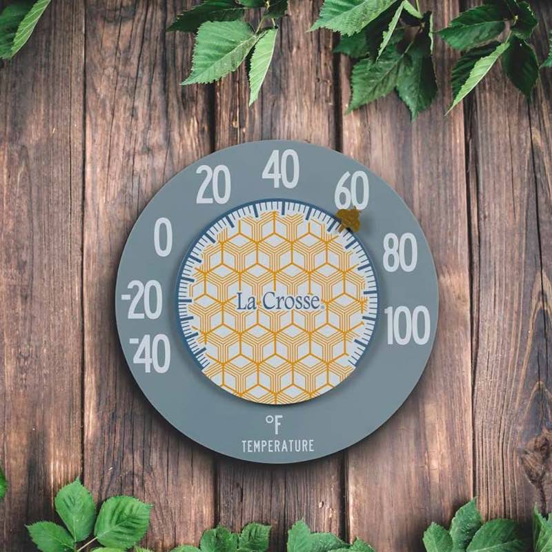 Honeycomb Round Wall Thermometer with Bee Temperature Indicator