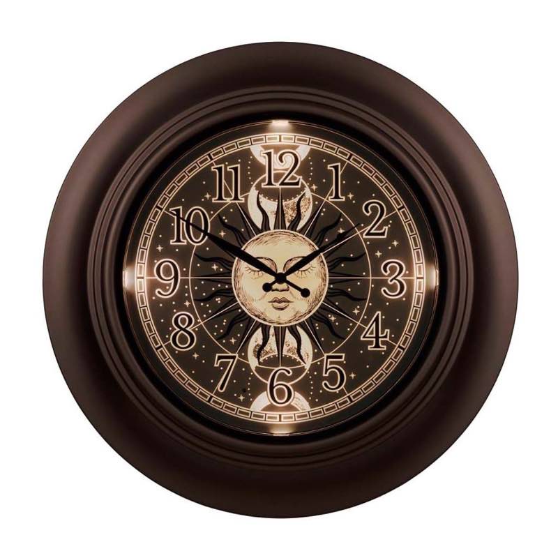 Lighted Celestial Sun and Moon Indoor/Outdoor Clock