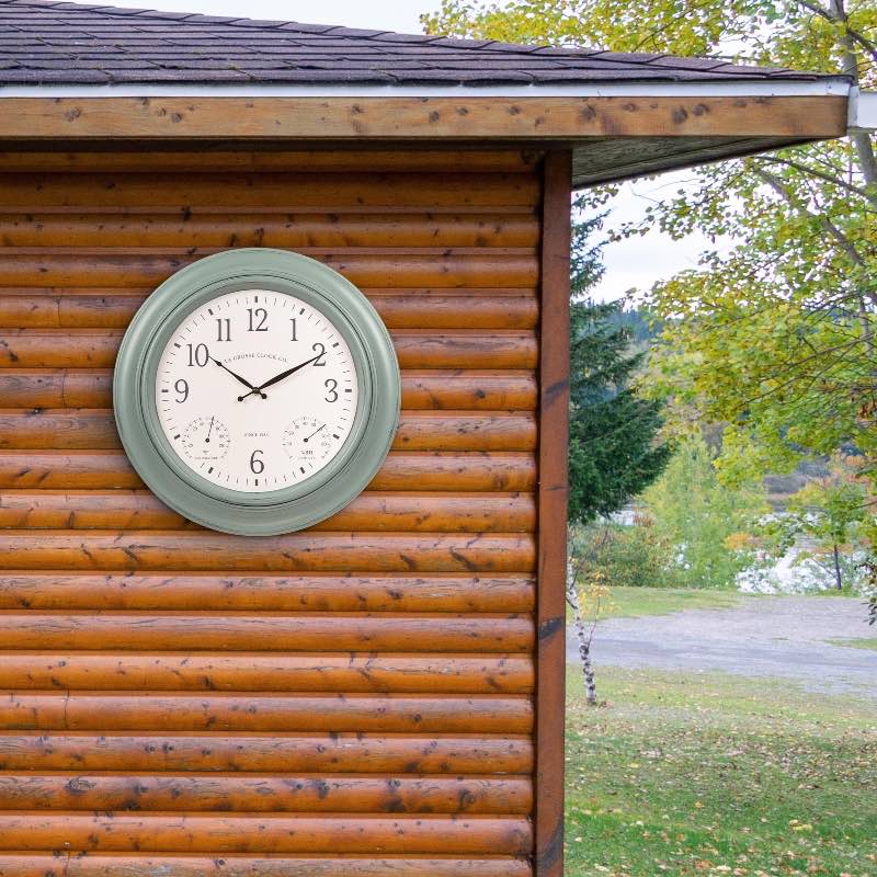 Indoor/Outdoor Green Analog Wall Clock