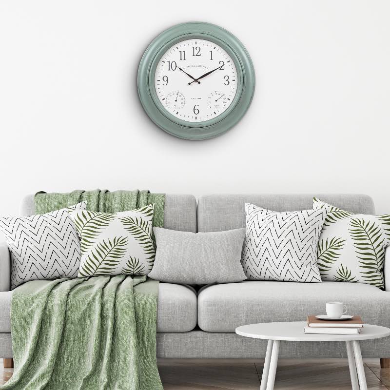 Indoor/Outdoor Green Analog Wall Clock