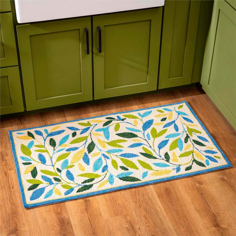 Indoor/Outdoor Hooked  Spring Foliage Rug