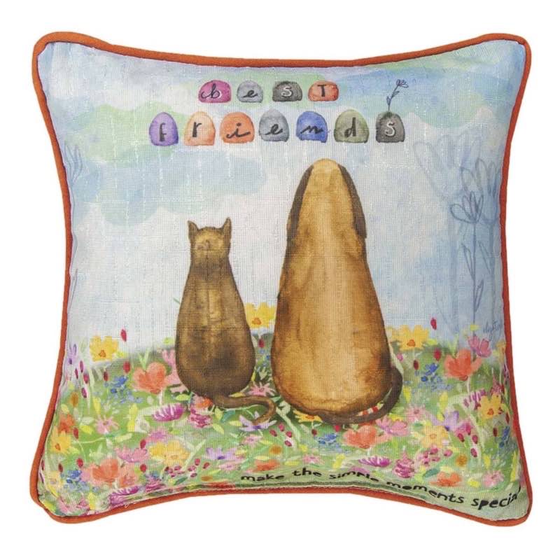 Best Friends Dog and Cat Throw Pillow