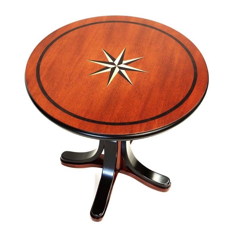 Mariner's Star Round Wood Side Table