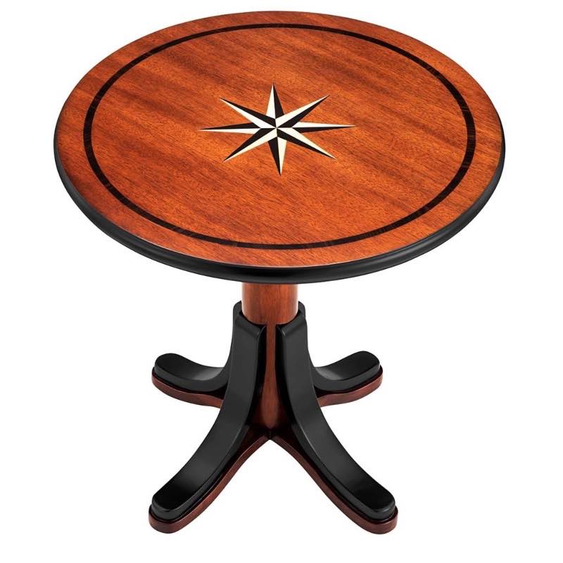 Mariner's Star Round Wood Side Table