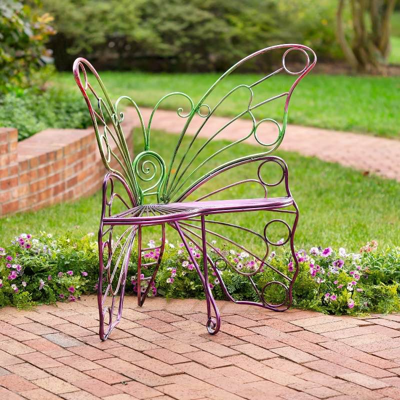 Multi-colored Powder-coated Metal Butterfly Garden Chair