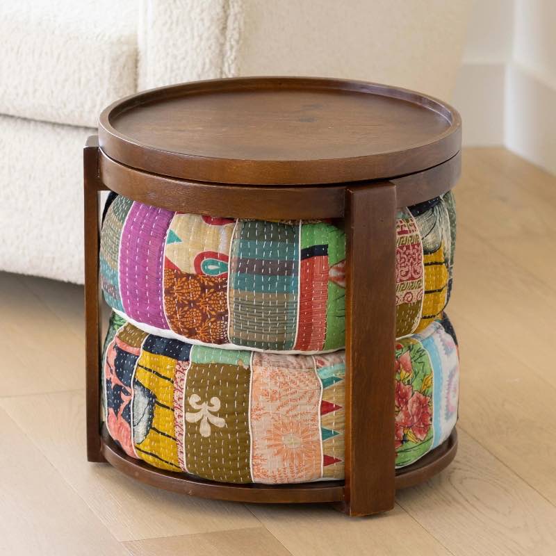 Kantha Pouf Tea Table