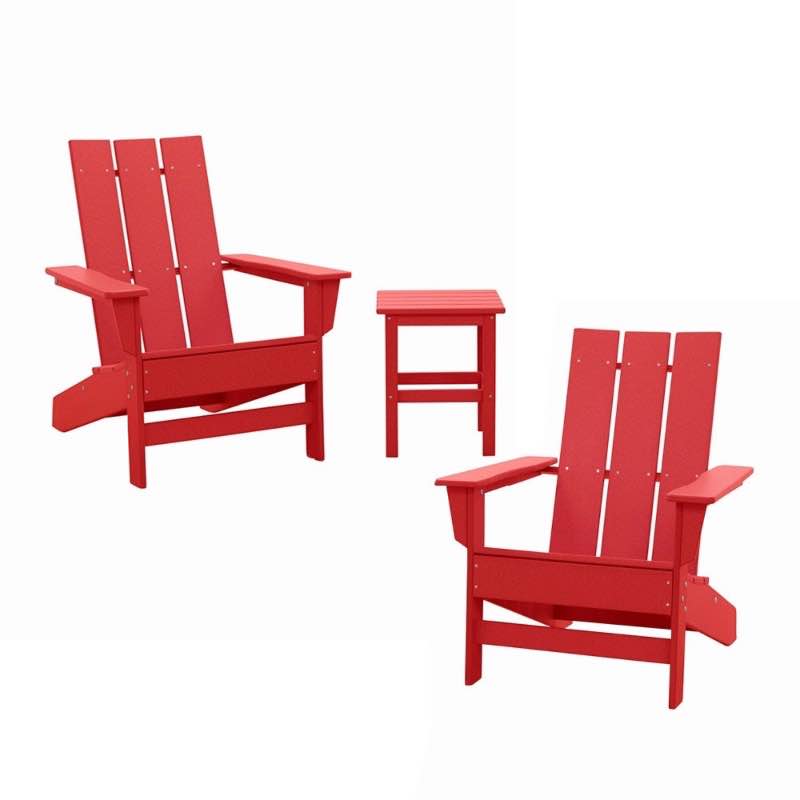 Outdoor Relaxation Adirondack Chair Set - Red