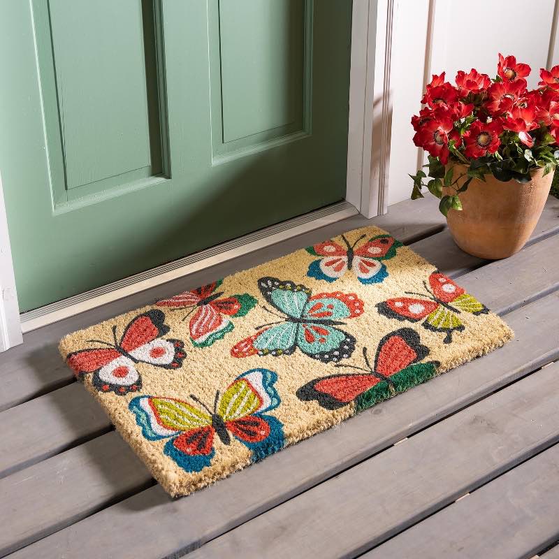 Butterfly Coir Plush Doormat