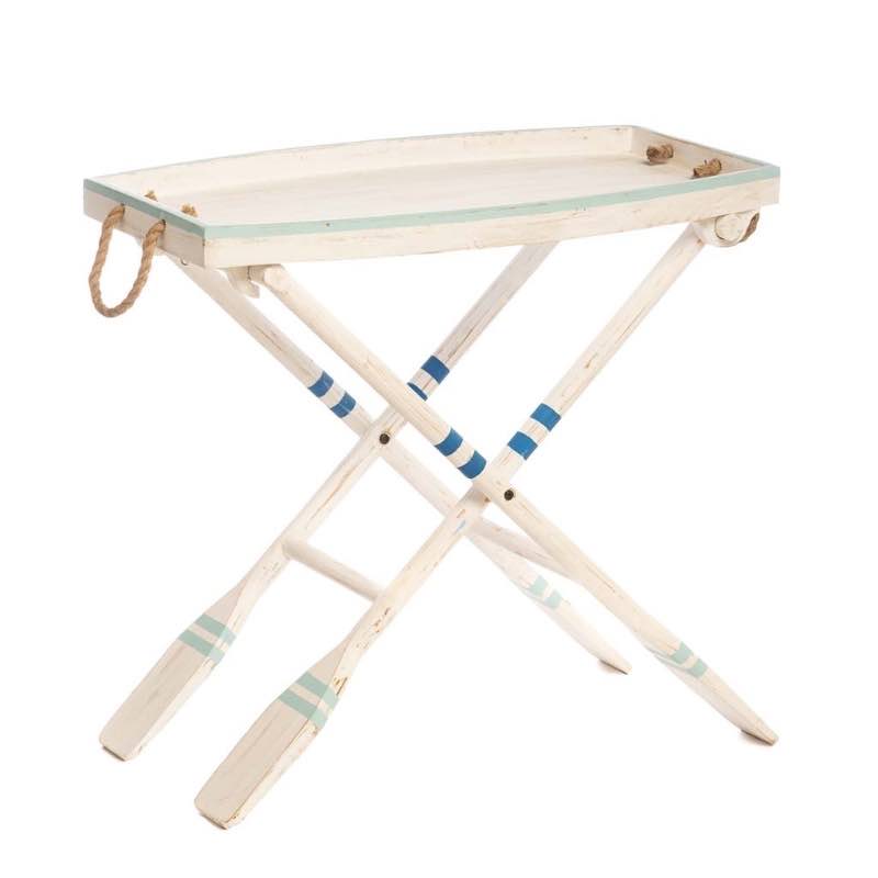 Nautical Wooden Boat Table with Oar Legs