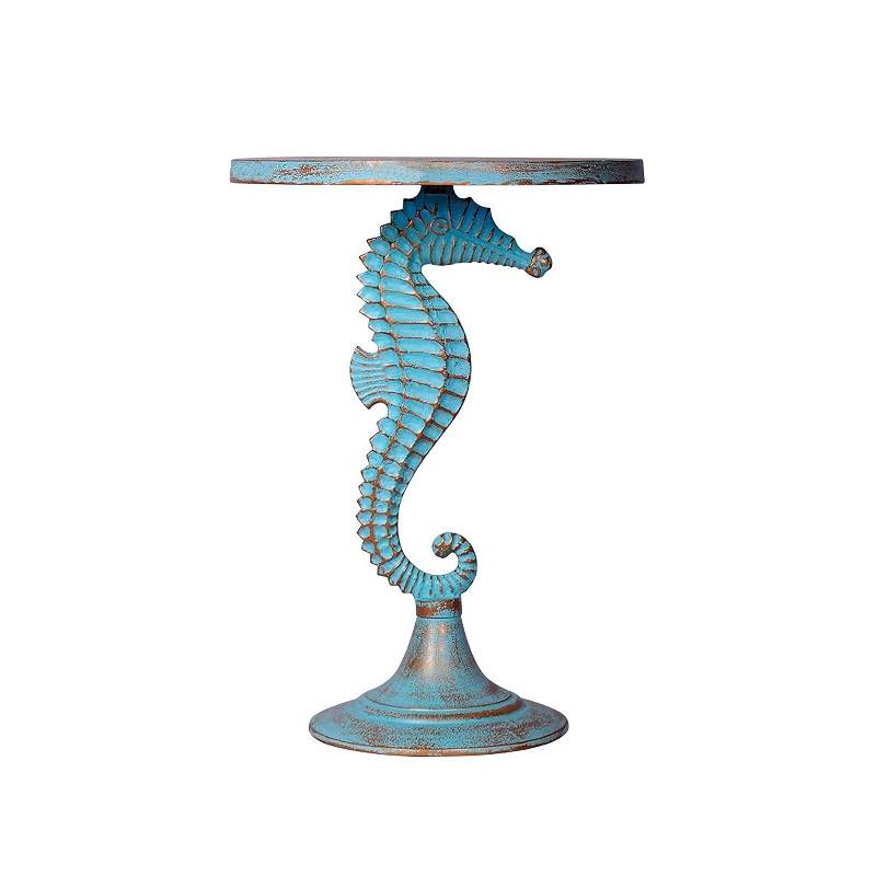 Recycled Aluminum Handcrafted Seahorse Accent Table