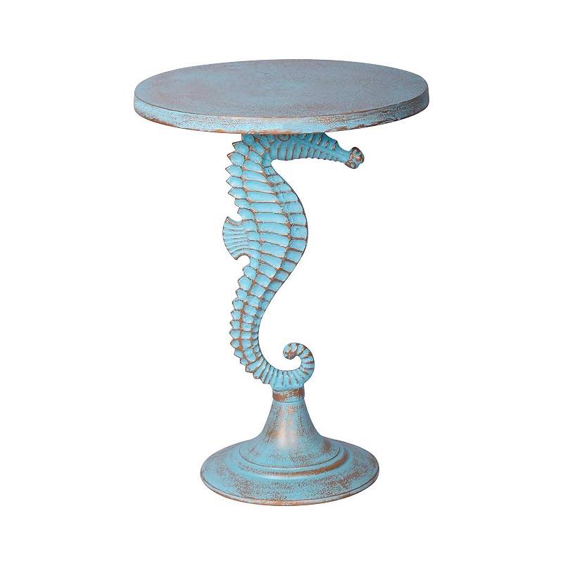 Recycled Aluminum Handcrafted Seahorse Accent Table