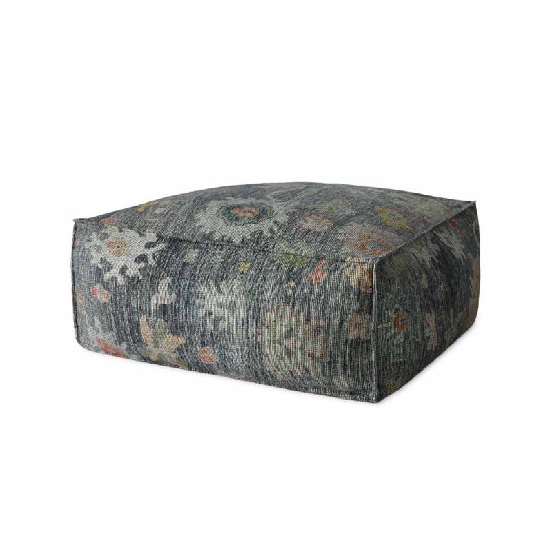 Charcoal Multi-Color Woven Floor Cushion Pouf