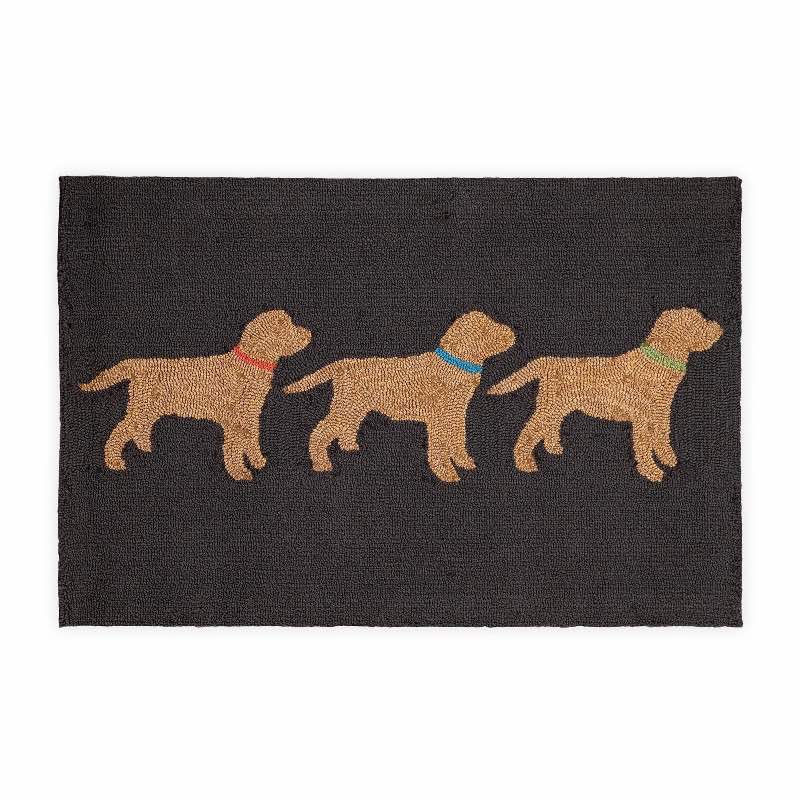 Hand-Hooked Three Yellow Labs Doormat