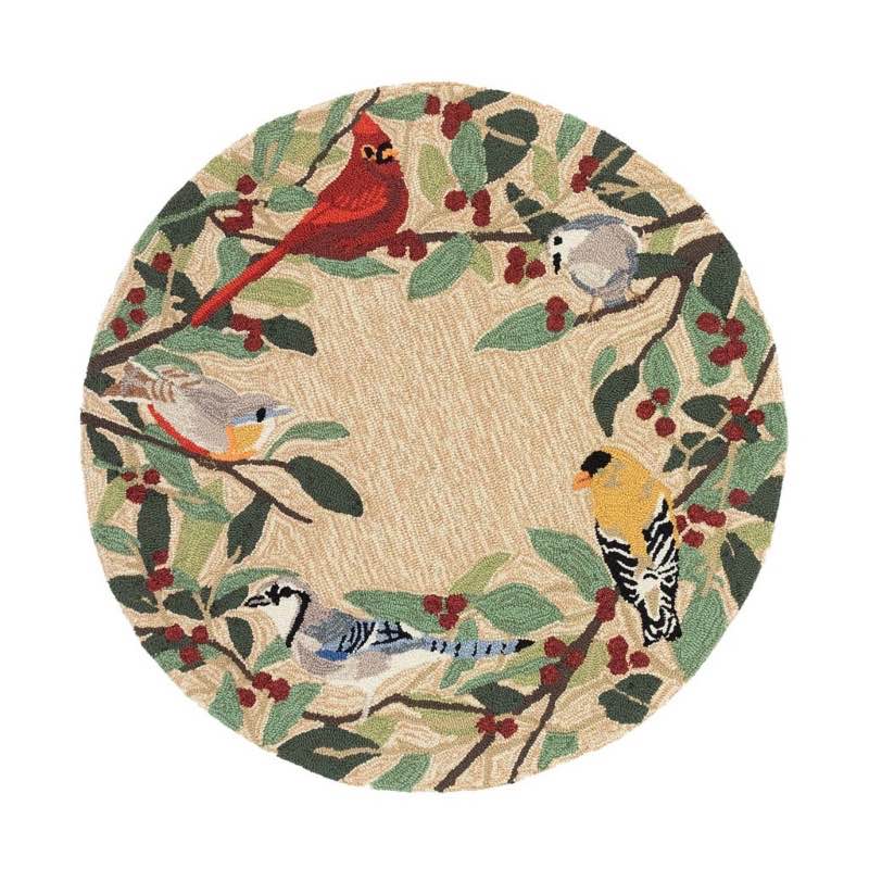 Songbirds Hand-Hooked Round Rug