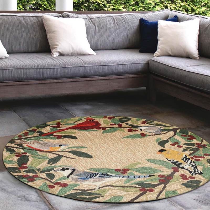 Songbirds Hand-Hooked Round Rug