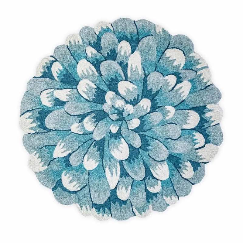 Beautiful Mum Hand-Hooked Round Rug - Aqua