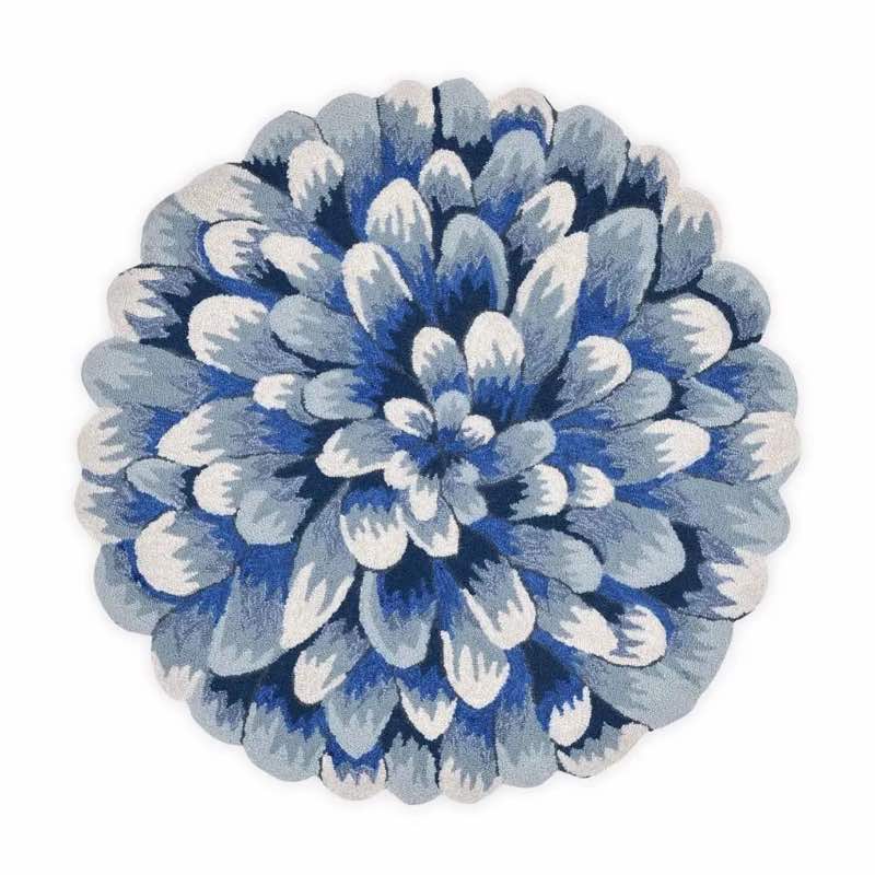 Beautiful Mum Hand-Hooked Round Rug - Blue