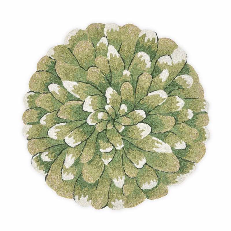 Beautiful Mum Hand-Hooked Round Rug - Green