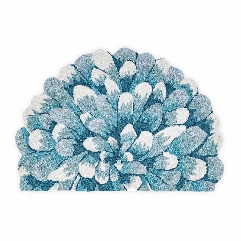 Beautiful Mum Hand-Hooked Half Round Rug - Aqua