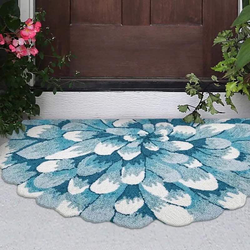 Beautiful Mum Hand-Hooked Half Round Rug - Aqua