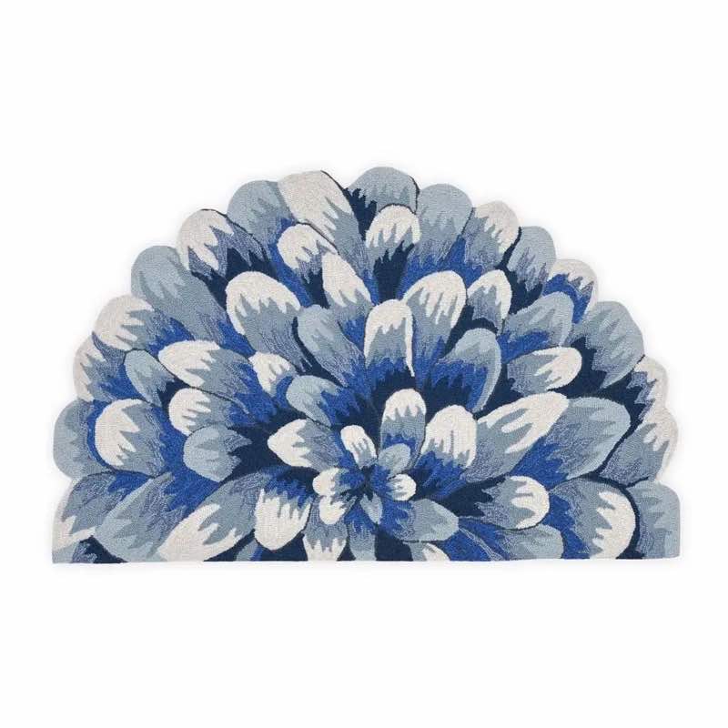 Beautiful Mum Hand-Hooked Half Round Rug - Blue