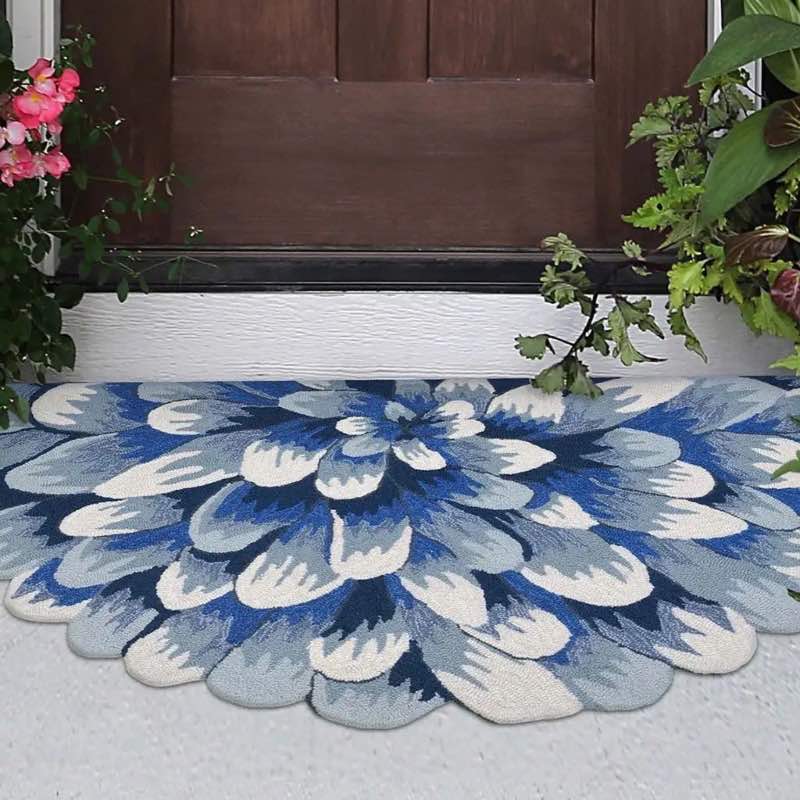 Beautiful Mum Hand-Hooked Half Round Rug - Blue