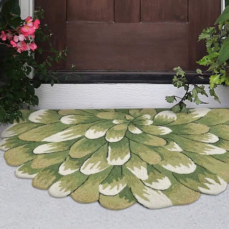 Beautiful Mum Hand-Hooked Half Round Rug - Green