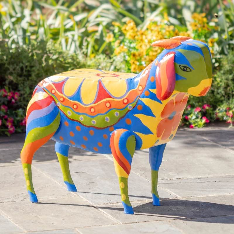 Hand-Painted Colorful Goat Side Table