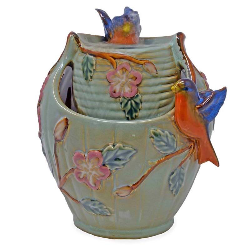 Ceramic Bluebird Tabletop Fountain