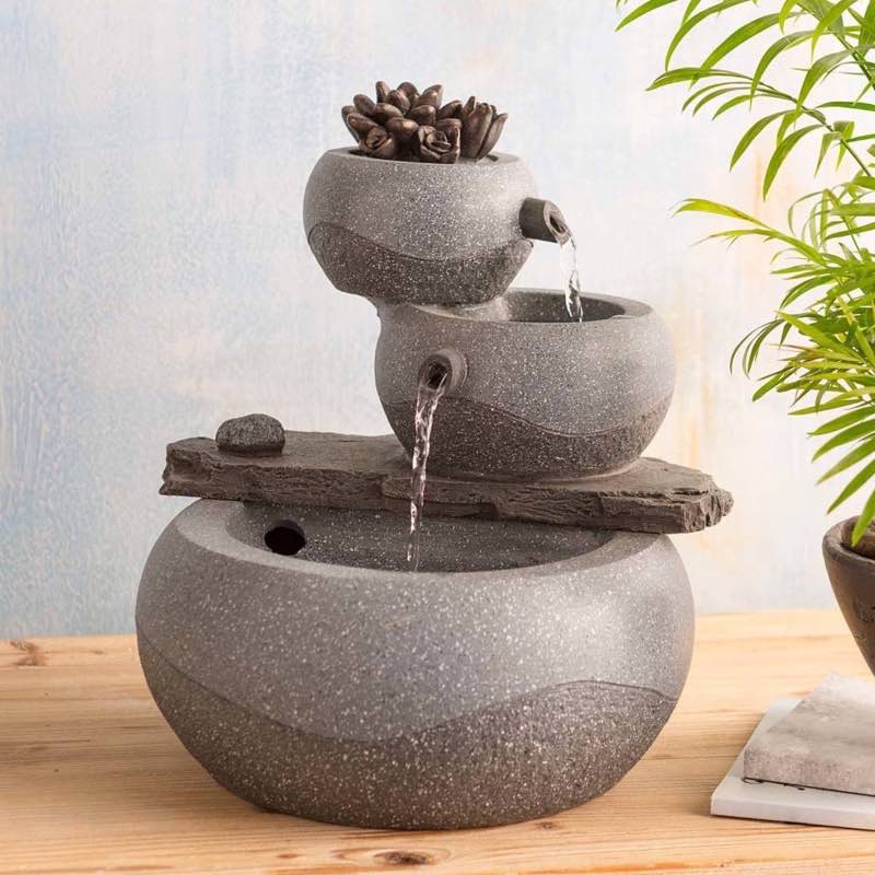 Lighted Three-Tier Indoor Fountain with Electric Pump