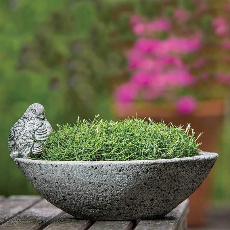 Perched Bird Cast Stone Planter