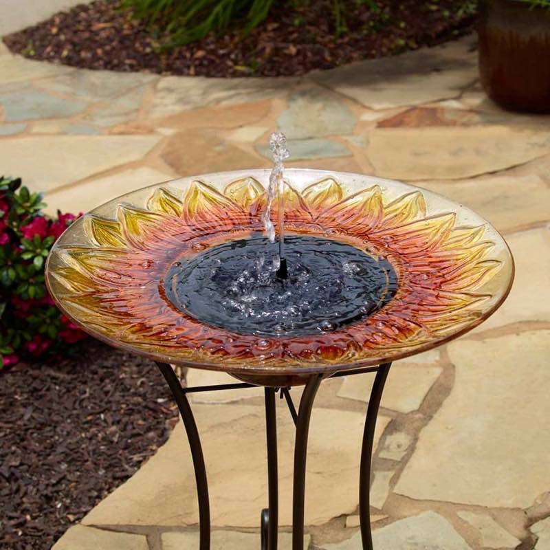 Solar-Powered Sunflower Birdbath