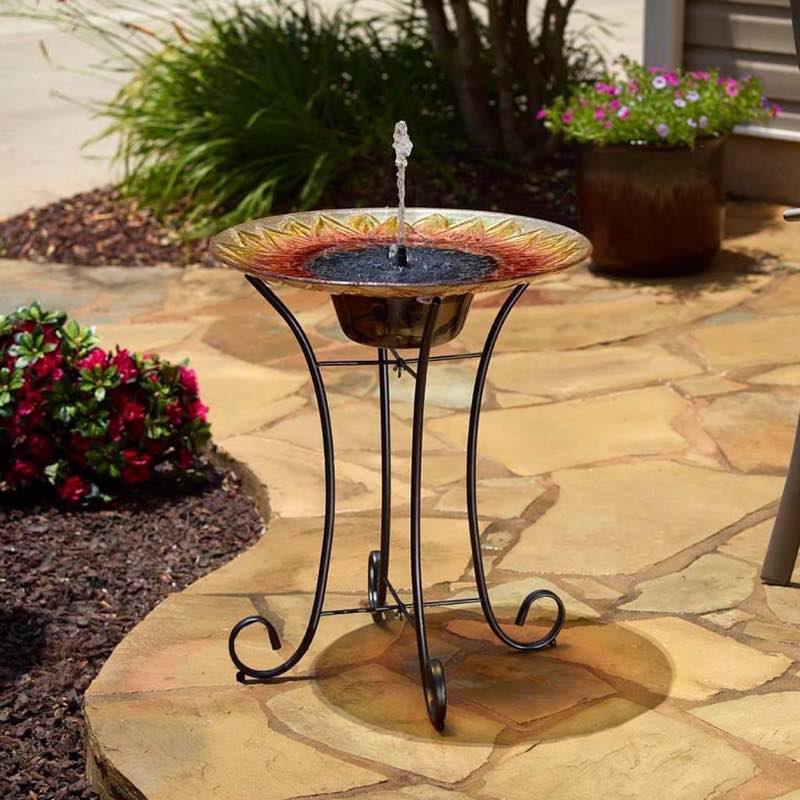 Solar-Powered Sunflower Birdbath