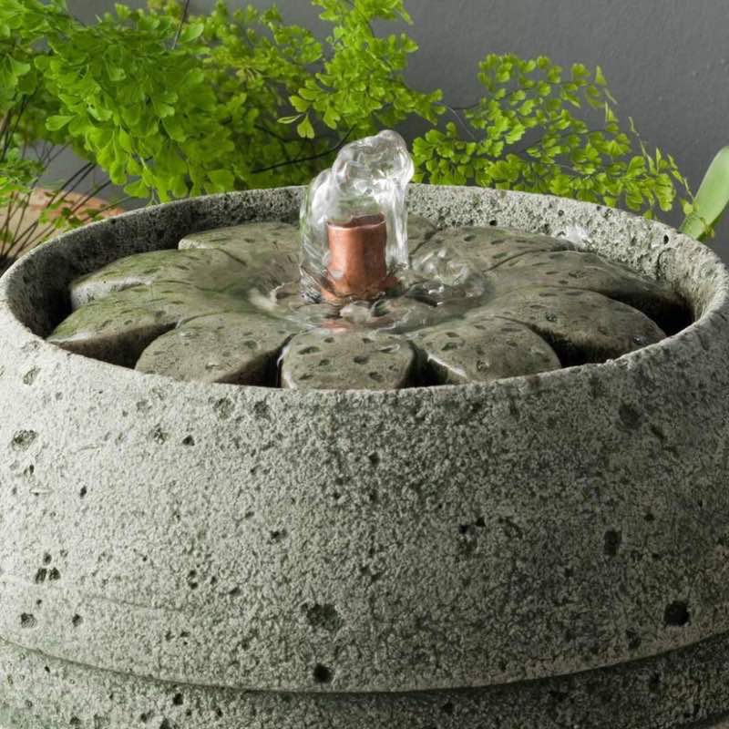 Handcrafted Cast Stone Rosette Tabletop Fountain