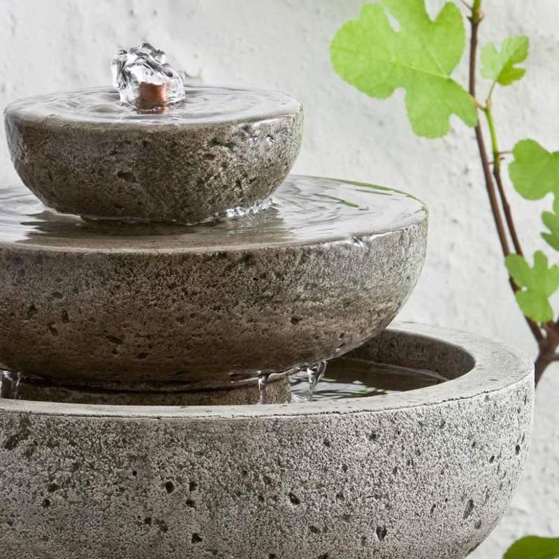 Handcrafted Cast Stone Three-Tiered Tabletop Fountain