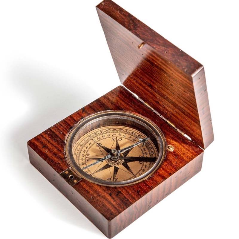 Lewis & Clark Replica Brass Compass in Indian Rosewood Case