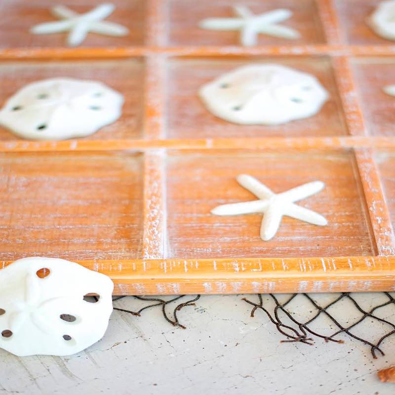 Seaside Tic-Tac-Toe with Starfish and Sand Dollars