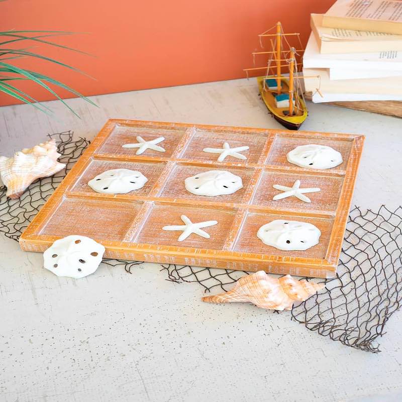 Seaside Tic-Tac-Toe with Starfish and Sand Dollars