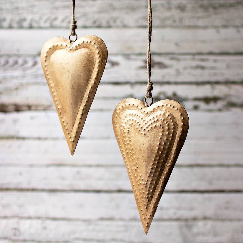 S/2 METAL HEARTS