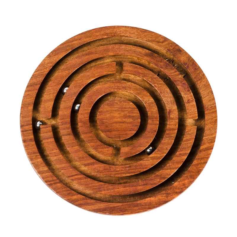 Hand-Carved Wooden Labyrinth Game