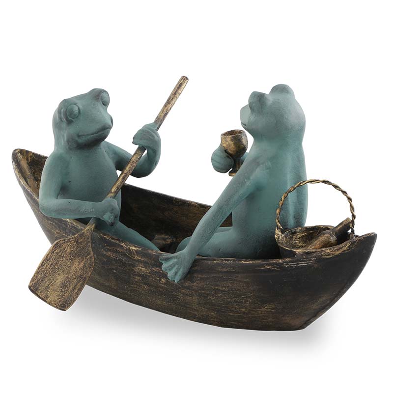 Frog Rowboat Picnic Sculpture