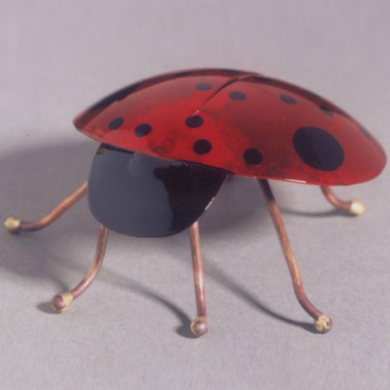 Colorful Copper Ladybug with Garden Stake