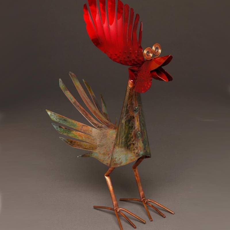 Copper Rooster Sculpture